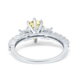 Teardrop Pear Art Deco Three Stone Accent Engagement Ring Round Simulated Simulated Cubic Zirconia 925 Sterling Silver