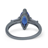 Art Deco Marquise Simulated Cubic Zirconia Engagement Ring 925 Sterling Silver