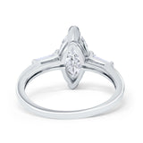 Art Deco Marquise Simulated Cubic Zirconia Engagement Ring 925 Sterling Silver