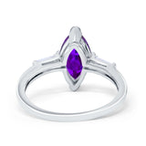 Marquise Art Deco Engagement Simulated Cubic Zirconia Ring 925 Sterling Silver