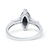 Marquise Art Deco Engagement Simulated Cubic Zirconia Ring 925 Sterling Silver