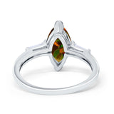 Marquise Art Deco Engagement Simulated Cubic Zirconia Ring 925 Sterling Silver
