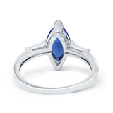 Marquise Art Deco Engagement Simulated Cubic Zirconia Ring 925 Sterling Silver