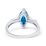 Marquise Art Deco Engagement Simulated Cubic Zirconia Ring 925 Sterling Silver