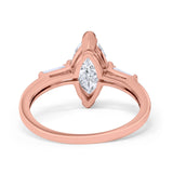 Marquise Art Deco Engagement Simulated Cubic Zirconia Ring 925 Sterling Silver