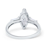 Marquise Art Deco Engagement Simulated Cubic Zirconia Ring 925 Sterling Silver