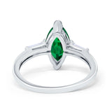 Marquise Art Deco Engagement Simulated Cubic Zirconia Ring 925 Sterling Silver