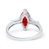 Marquise Art Deco Engagement Simulated Cubic Zirconia Ring 925 Sterling Silver