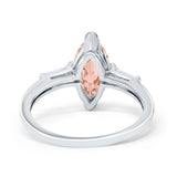 Marquise Art Deco Engagement Simulated Cubic Zirconia Ring 925 Sterling Silver