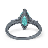 Marquise Art Deco Engagement Simulated Cubic Zirconia Ring 925 Sterling Silver