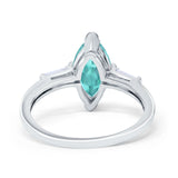 Marquise Art Deco Engagement Simulated Cubic Zirconia Ring 925 Sterling Silver