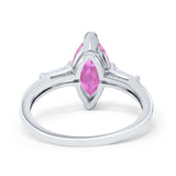 Marquise Art Deco Engagement Simulated Cubic Zirconia Ring 925 Sterling Silver