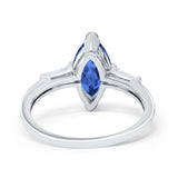 Marquise Art Deco Engagement Simulated Cubic Zirconia Ring 925 Sterling Silver
