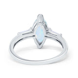 Marquise Art Deco Engagement Simulated Cubic Zirconia Ring 925 Sterling Silver