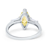 Marquise Art Deco Engagement Simulated Cubic Zirconia Ring 925 Sterling Silver