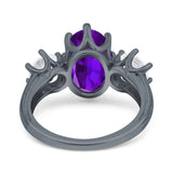 Oval Art Deco Engagement Ring Simulated Cubic Zirconia 925 Sterling Silver