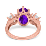 Oval Art Deco Engagement Ring Simulated Cubic Zirconia 925 Sterling Silver