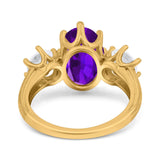 Oval Art Deco Engagement Ring Simulated Cubic Zirconia 925 Sterling Silver