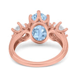 Oval Art Deco Engagement Ring Simulated Cubic Zirconia 925 Sterling Silver