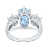 Oval Art Deco Engagement Ring Simulated Cubic Zirconia 925 Sterling Silver