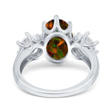 Oval Art Deco Engagement Ring Simulated Cubic Zirconia 925 Sterling Silver