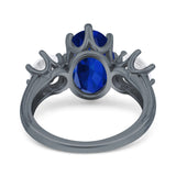 Oval Art Deco Engagement Ring Simulated Cubic Zirconia 925 Sterling Silver