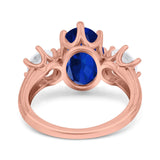 Oval Art Deco Engagement Ring Simulated Cubic Zirconia 925 Sterling Silver