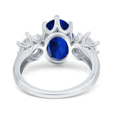 Oval Art Deco Engagement Ring Simulated Cubic Zirconia 925 Sterling Silver