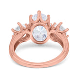 Oval Art Deco Engagement Ring Simulated Cubic Zirconia 925 Sterling Silver