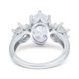 Oval Art Deco Engagement Ring Simulated Cubic Zirconia 925 Sterling Silver