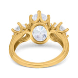 Oval Art Deco Engagement Ring Simulated Cubic Zirconia 925 Sterling Silver