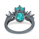 Oval Art Deco Engagement Ring Simulated Cubic Zirconia 925 Sterling Silver