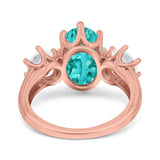 Oval Art Deco Engagement Ring Simulated Cubic Zirconia 925 Sterling Silver