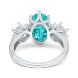 Oval Art Deco Engagement Ring Simulated Cubic Zirconia 925 Sterling Silver