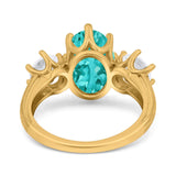 Oval Art Deco Engagement Ring Simulated Cubic Zirconia 925 Sterling Silver