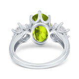 Oval Art Deco Engagement Ring Simulated Cubic Zirconia 925 Sterling Silver