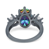 Oval Art Deco Engagement Ring Simulated Cubic Zirconia 925 Sterling Silver