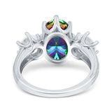 Oval Art Deco Engagement Ring Simulated Cubic Zirconia 925 Sterling Silver