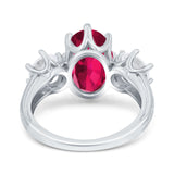 Oval Art Deco Engagement Ring Simulated Cubic Zirconia 925 Sterling Silver