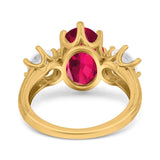 Oval Art Deco Engagement Ring Simulated Cubic Zirconia 925 Sterling Silver