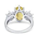 Oval Art Deco Engagement Ring Simulated Cubic Zirconia 925 Sterling Silver