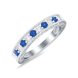 Art Deco Eternity Stackable Band Wedding Ring Simulated CZ 925 Sterling Silver