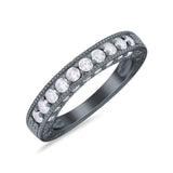 Art Deco Eternity Stackable Band Wedding Ring Simulated CZ 925 Sterling Silver