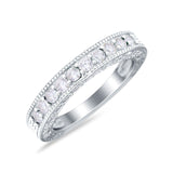 Art Deco Eternity Stackable Band Wedding Ring Simulated CZ 925 Sterling Silver