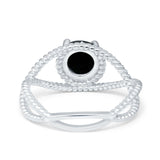 Braided Cable Split Engagement Ring Simulated Cubic Zirconia 925 Sterling Silver