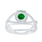 Braided Cable Split Engagement Ring Simulated Cubic Zirconia 925 Sterling Silver