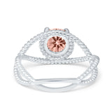 Braided Cable Split Engagement Ring Simulated Cubic Zirconia 925 Sterling Silver