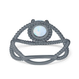 Braided Cable Split Engagement Ring Simulated Cubic Zirconia 925 Sterling Silver