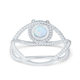 Braided Cable Split Engagement Ring Simulated Cubic Zirconia 925 Sterling Silver