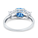 Cushion Three Stone Engagement Ring Simulated Cubic Zirconia 925 Sterling Silver
